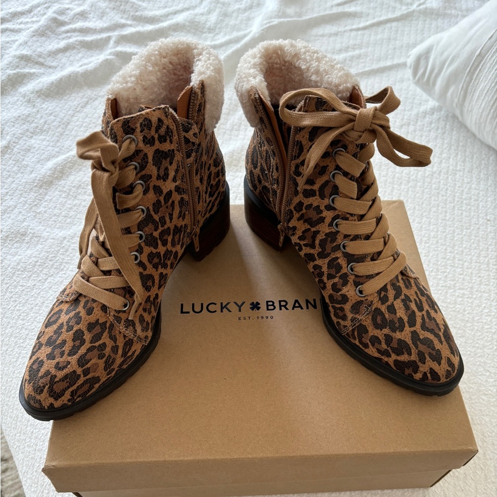NWT Leopard Lucky Brand Boots Sz 8